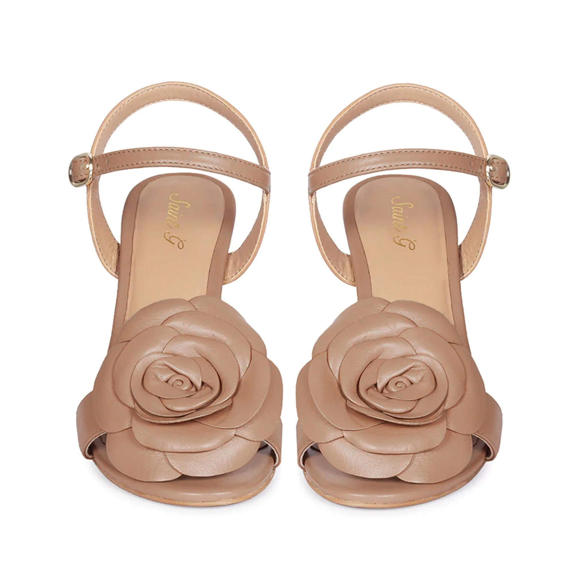 Saint Veronique Flower Embellished Cuoio Leather Stilettos - Image 5