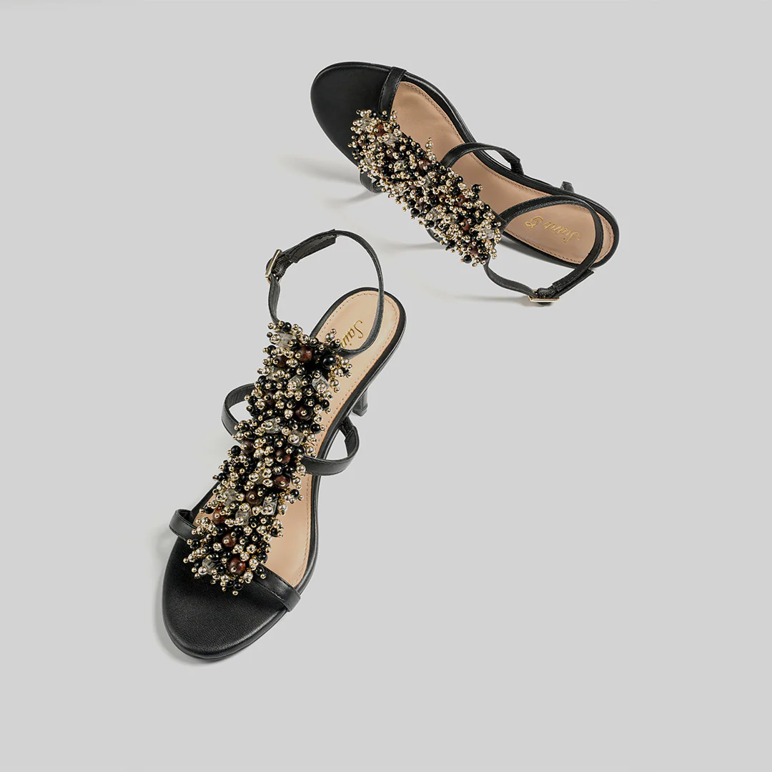 Saint Vesper Embellished Black Leather Stilettos - Image 2