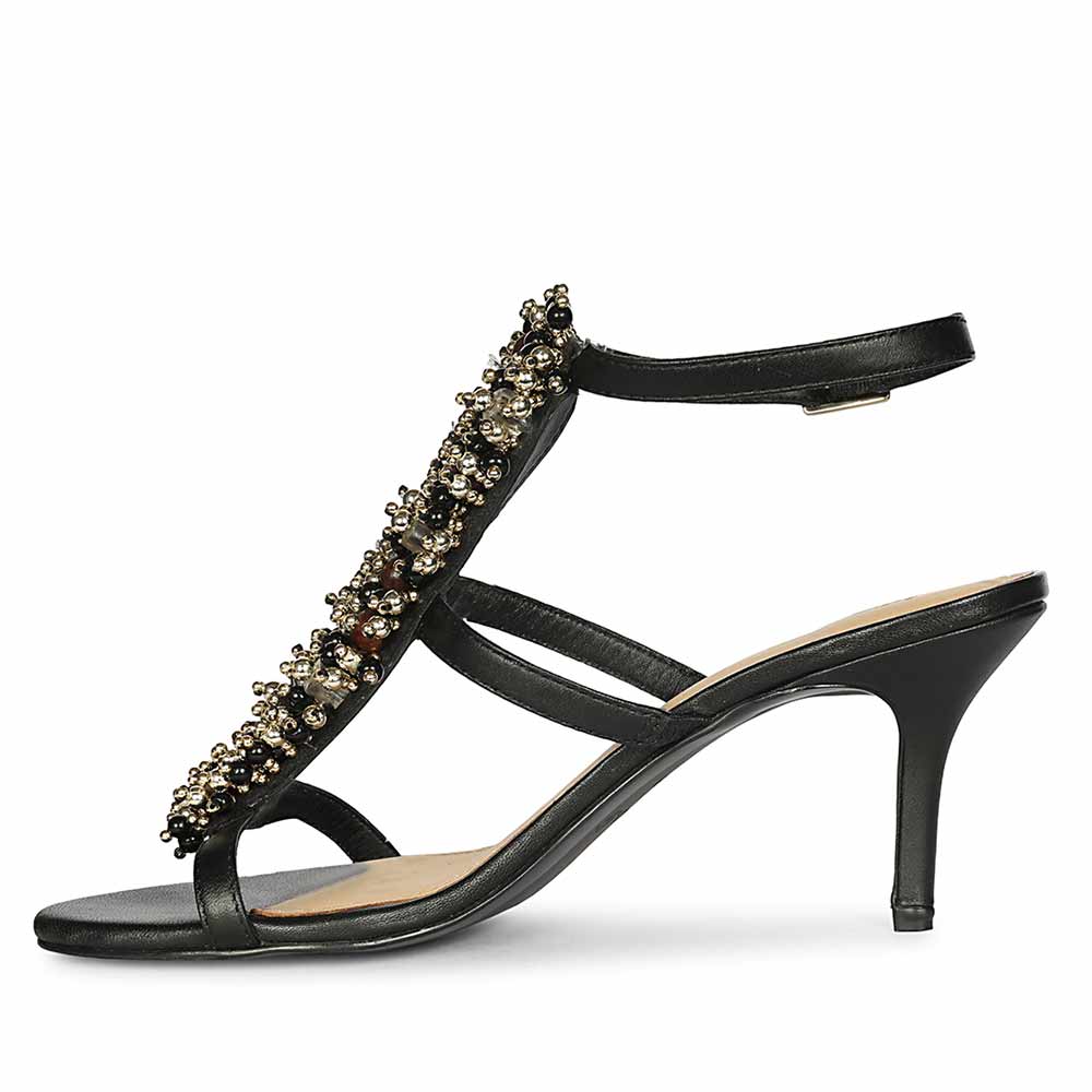 Saint Vesper Embellished Black Leather Stilettos - Image 4