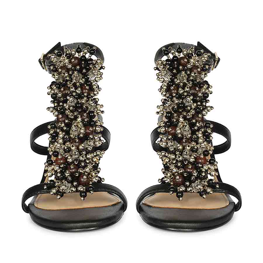 Saint Vesper Embellished Black Leather Stilettos - Image 5