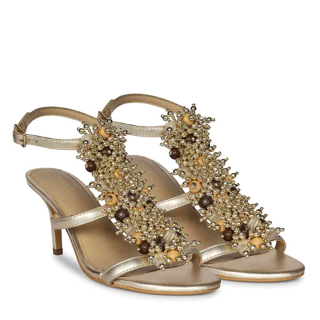 Saint Vesper Embellished Platin Leather Stilettos - Image 2