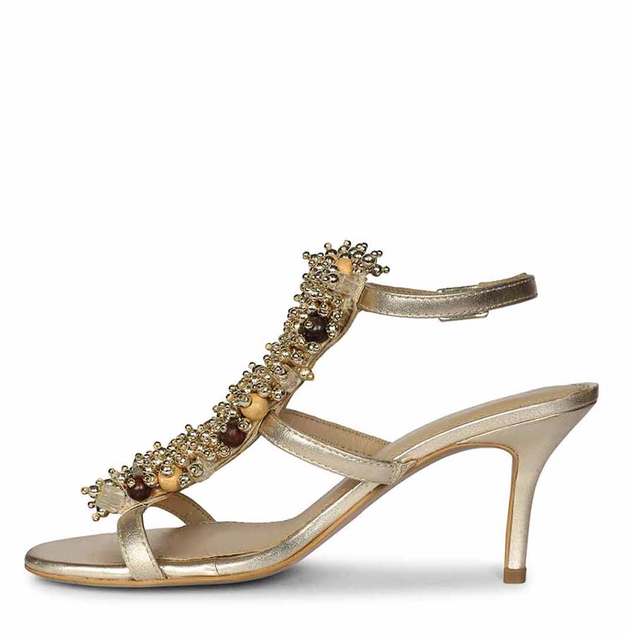 Saint Vesper Embellished Platin Leather Stilettos - Image 3