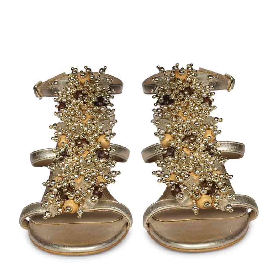 Saint Vesper Embellished Platin Leather Stilettos - Image 4