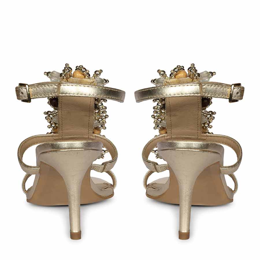 Saint Vesper Embellished Platin Leather Stilettos - Image 5