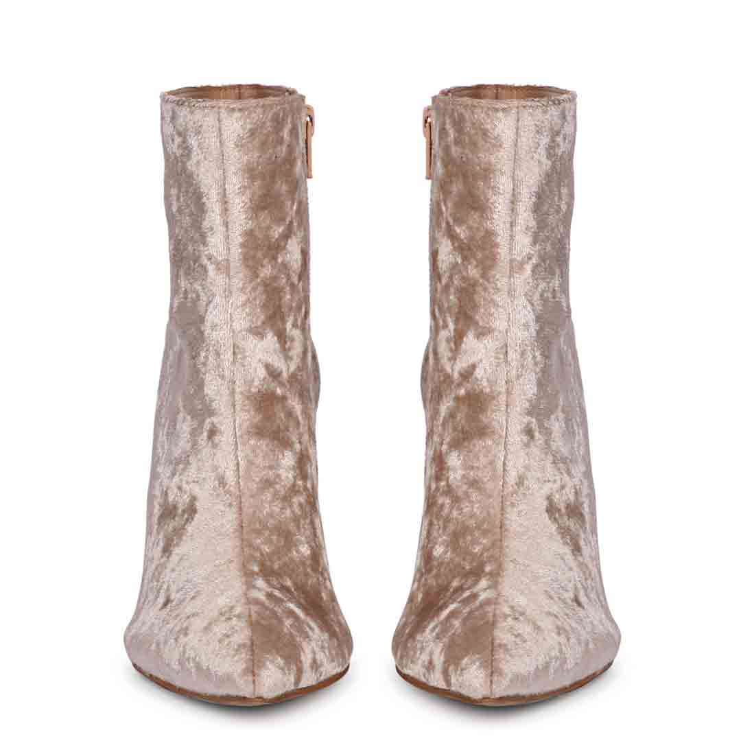Saint Vienna Beige Velvet Ankle Boots - Image 3