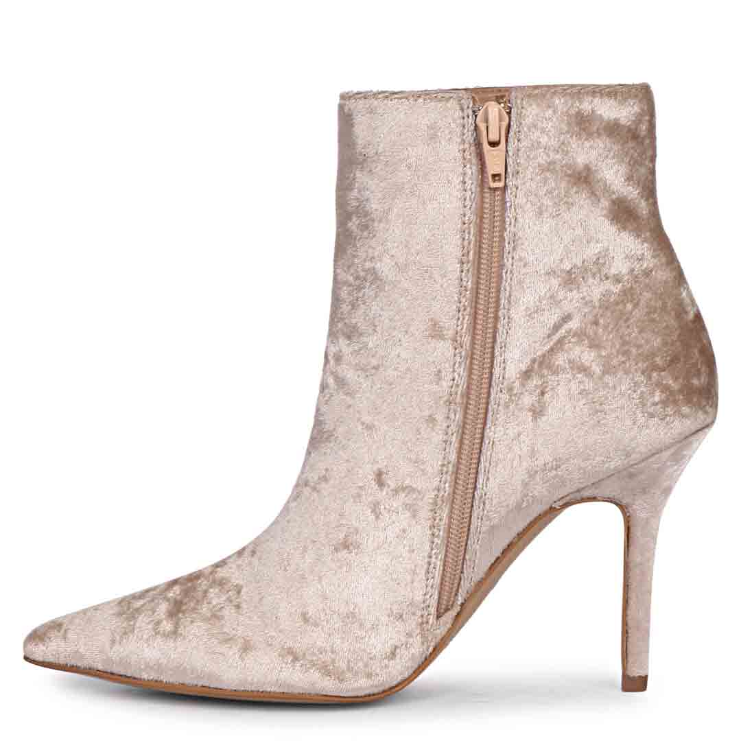 Saint Vienna Beige Velvet Ankle Boots - Image 4