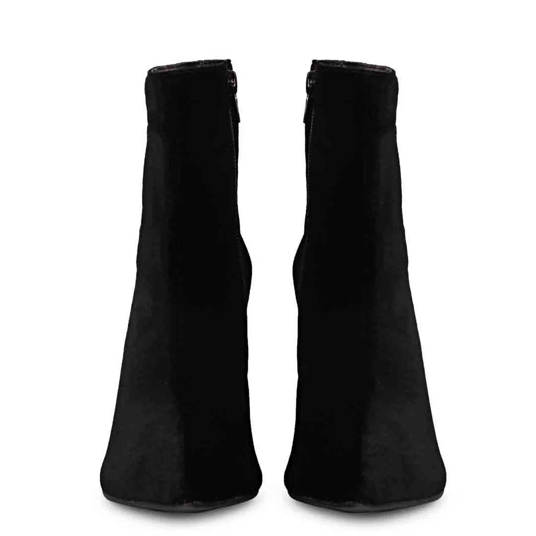 Saint Vienna Black Velvet Stiletto Ankle Boots - Image 3