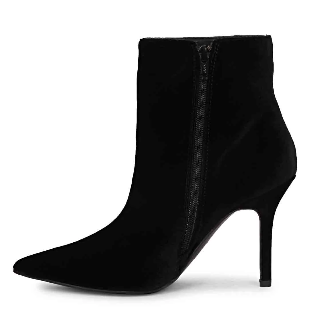 Saint Vienna Black Velvet Stiletto Ankle Boots - Image 4