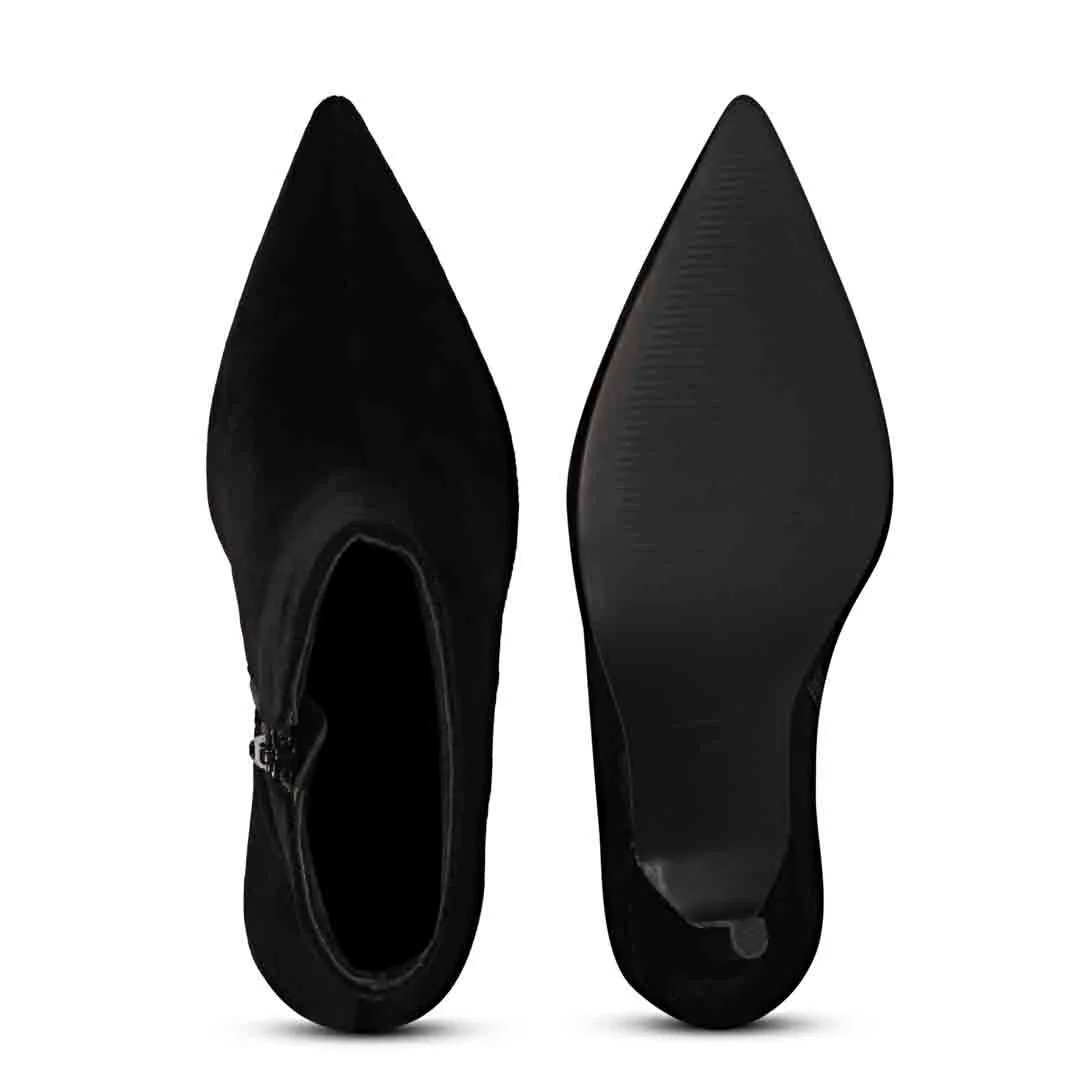 Saint Vienna Black Velvet Stiletto Ankle Boots - Image 6