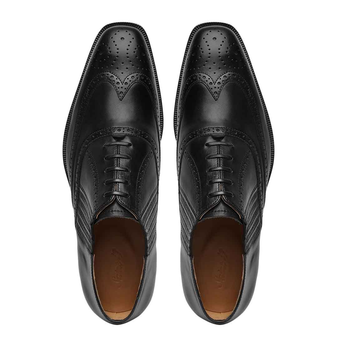 Saint Vincenzo Black Leather Square Toe Lace Up Décor Shoes - Image 9