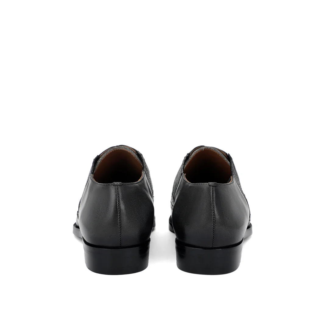 Saint Vincenzo Grey Leather Square Toe Lace Up Décor Shoes - Image 6