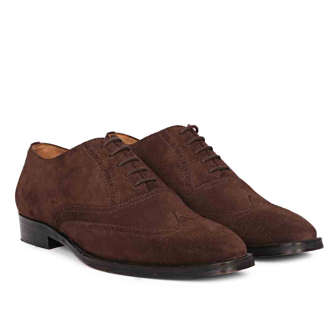 Saint Vincenzo Suede Brown Leather Square Toe Lace Up Décor Shoes - Image 2