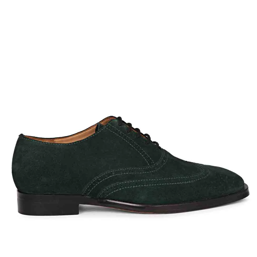 Saint Vincenzo Green Suede Leather Lace Up Shoes