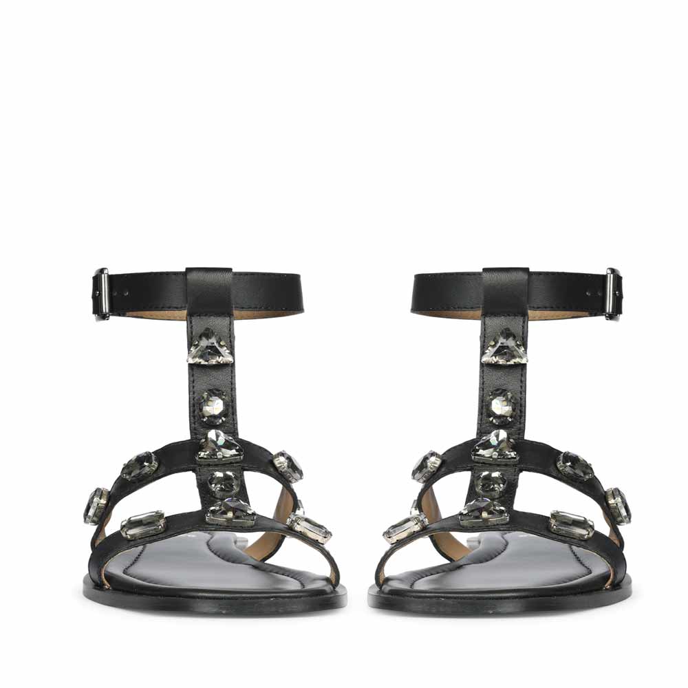 Saint Viola Stone Studded Black Leather Sandals - Image 5