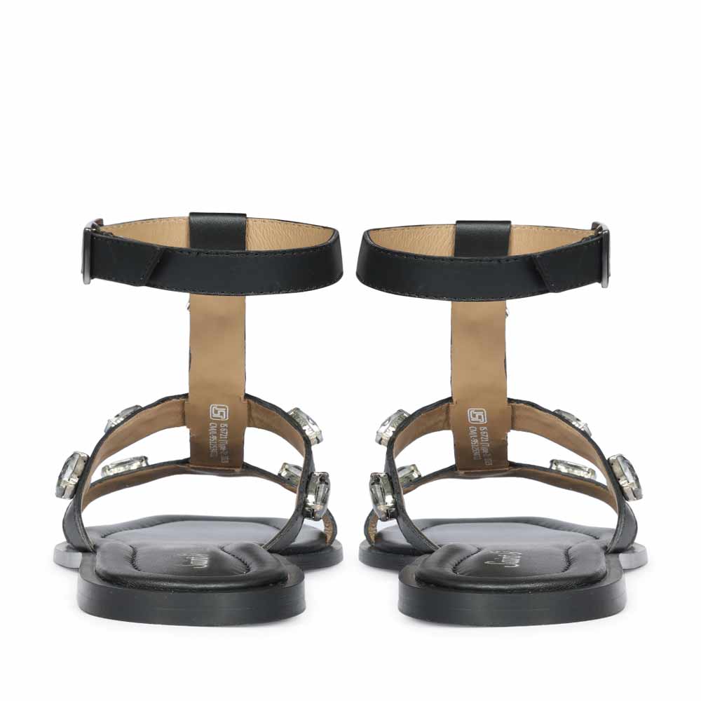 Saint Viola Stone Studded Black Leather Sandals - Image 6