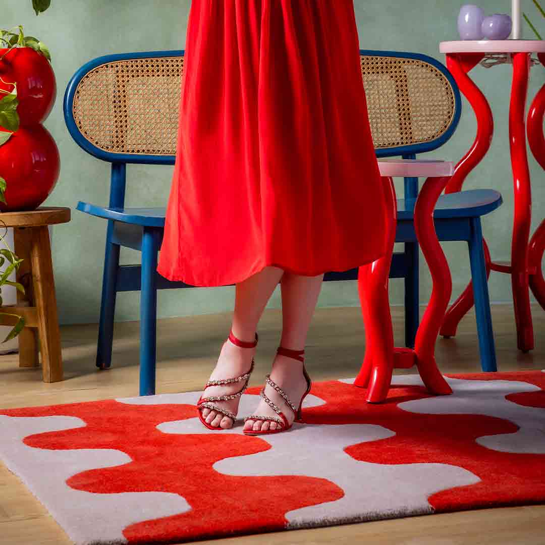 Saint Vittoria Stone Embellished Red Strappy Stilettos - Image 2