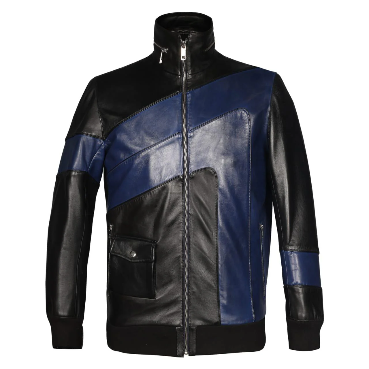Saint Vittorio Black Leather Men's Jackets - Image 2