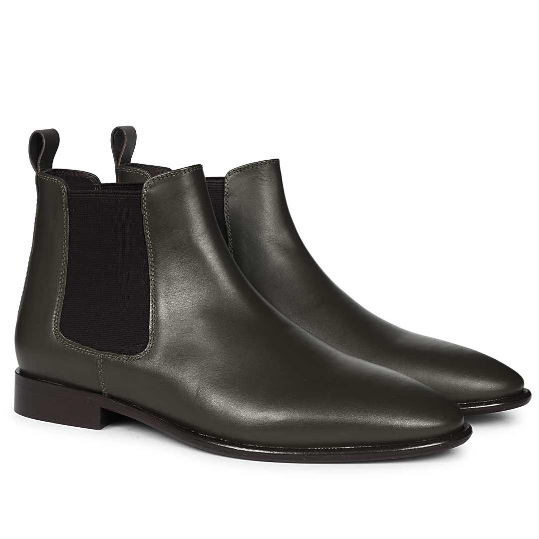 Saint Vittorio Olive Crust Leather Chelsea Boots - Image 2