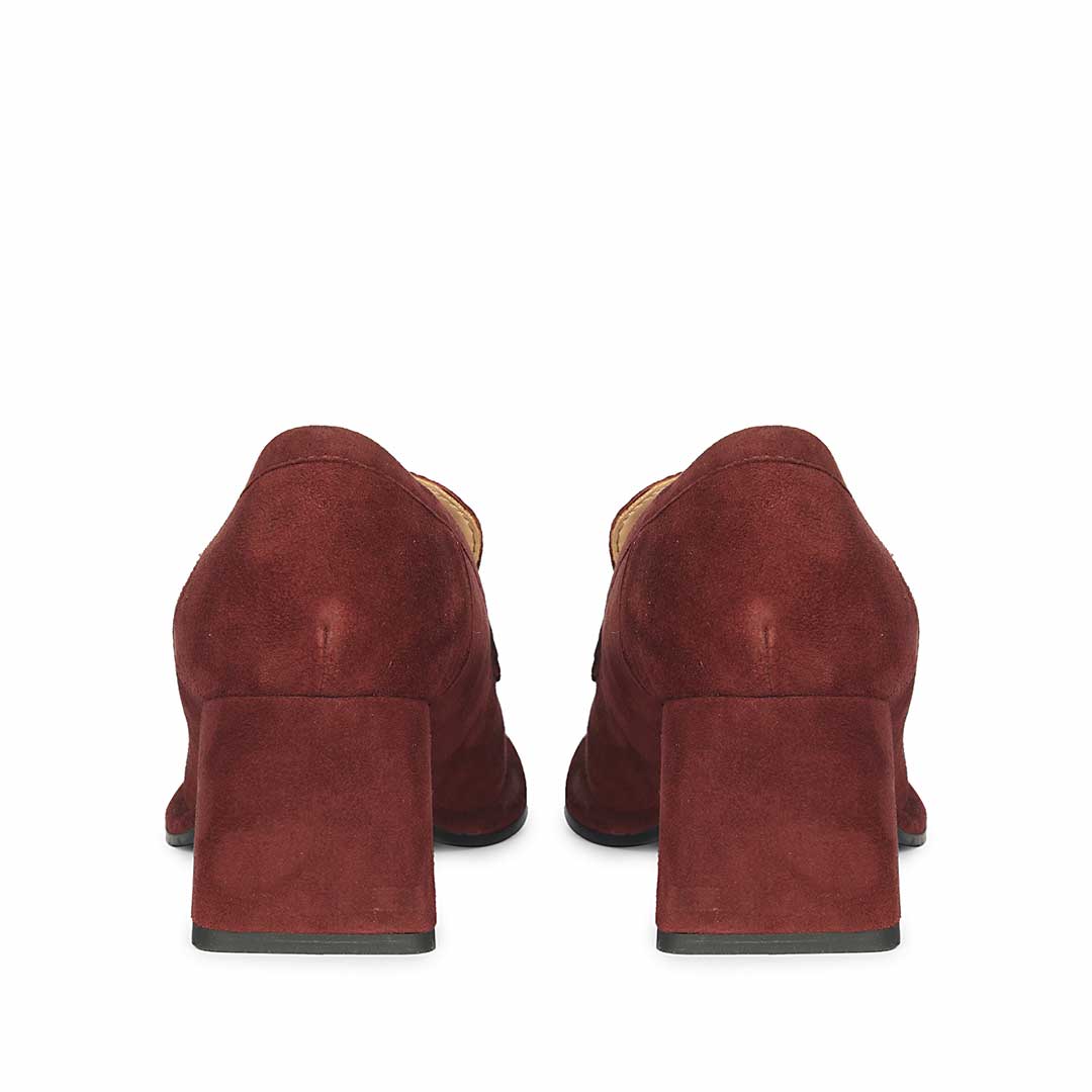 Saint Viviana Burgundy Suede Leather Block Heel Moccasins - Image 5
