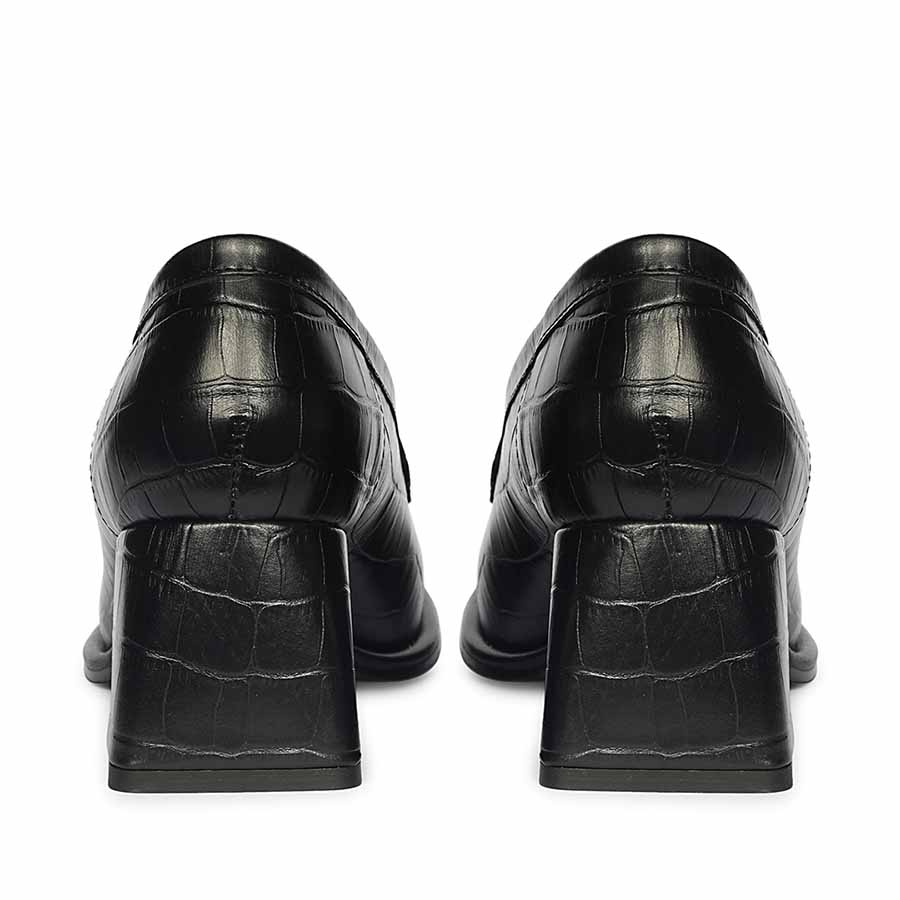 Saint Viviana Croc Embossed Black Leather Moccasins - Image 5