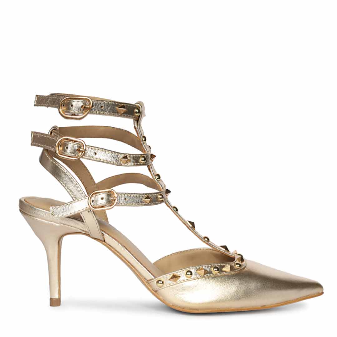 Saint Vorela Studded Platin Leather Heels