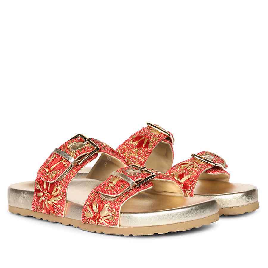 Saint Willow Coral Footbed Sandals - Image 3