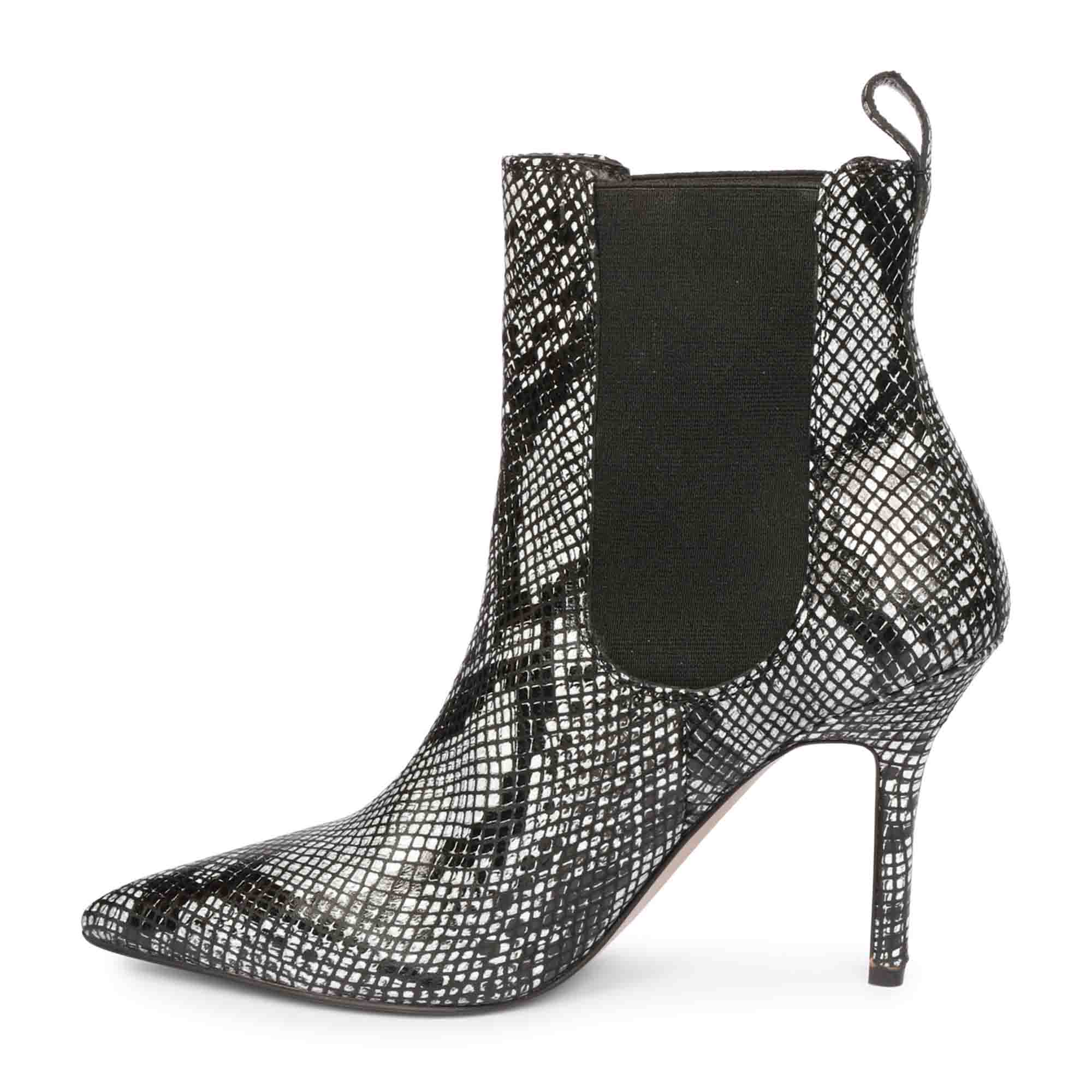 Saint Arely Grey Snake Print Leather Stiletto Ankle Boots - Image 4