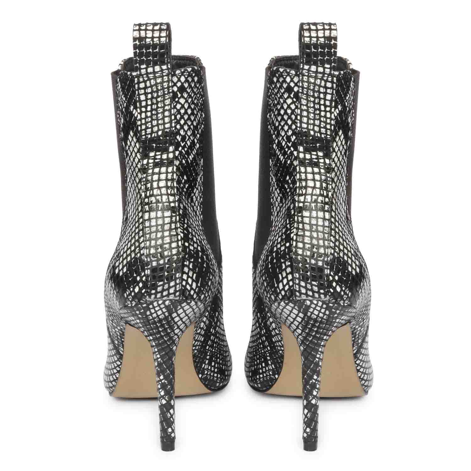 Saint Arely Grey Snake Print Leather Stiletto Ankle Boots - Image 5