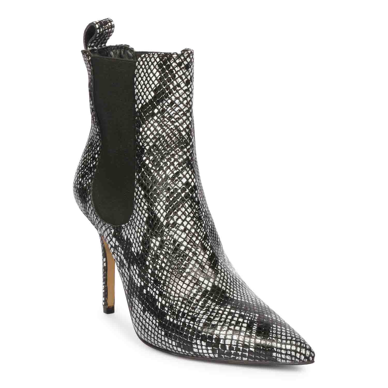Saint Arely Grey Snake Print Leather Stiletto Ankle Boots - Image 6