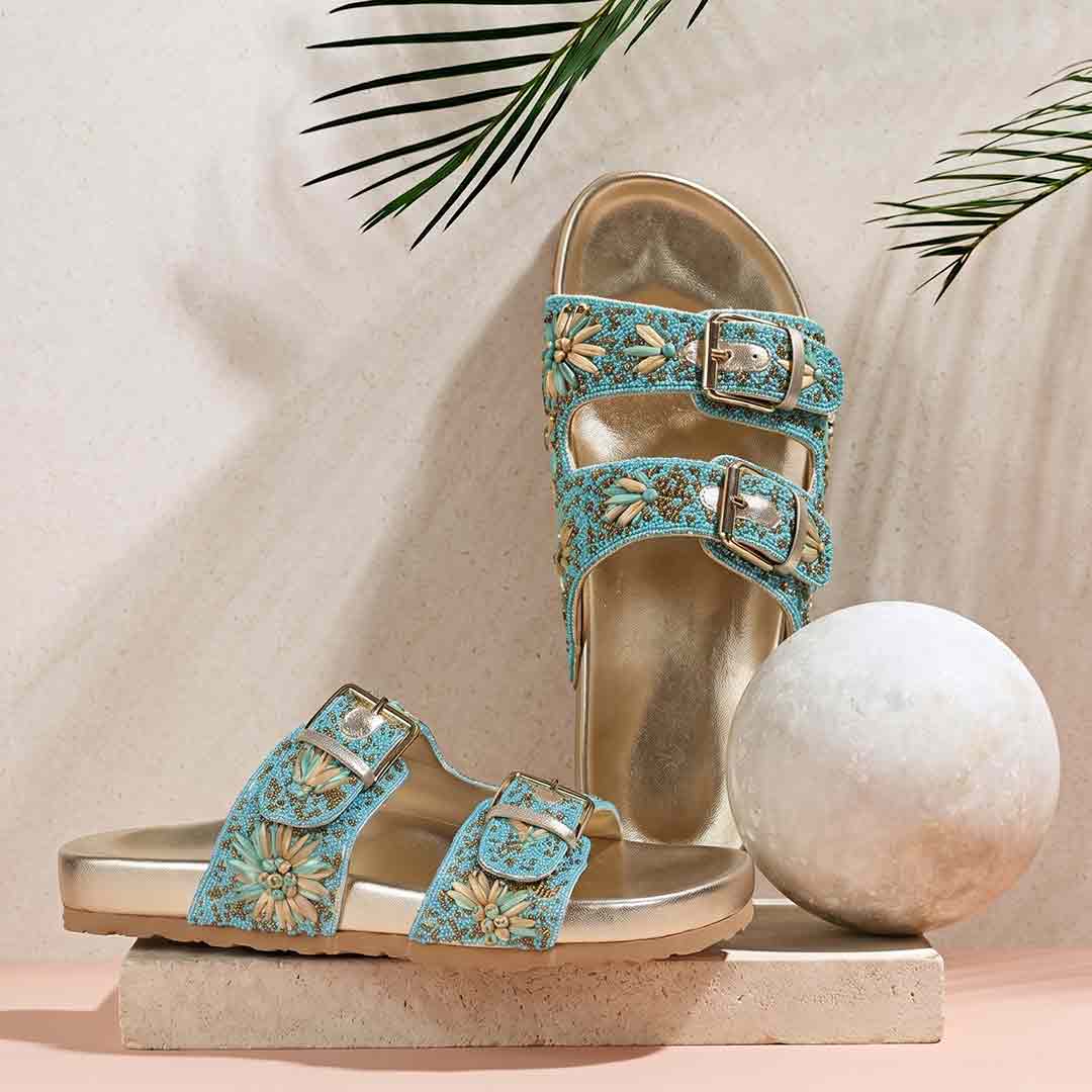 Saint Willow turquoise Footbed Sandals - Image 2