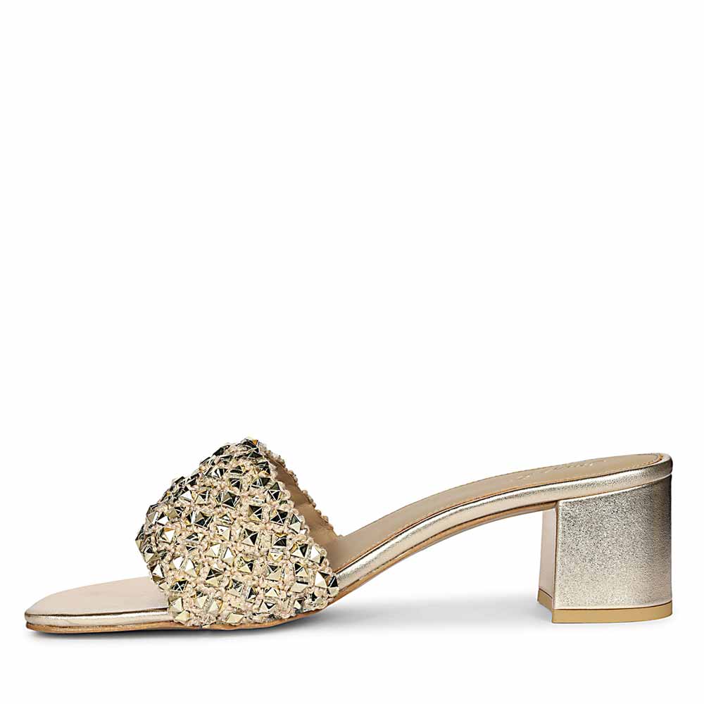Saint Winnie Metallic Gold Embellished Block Heels - Image 4