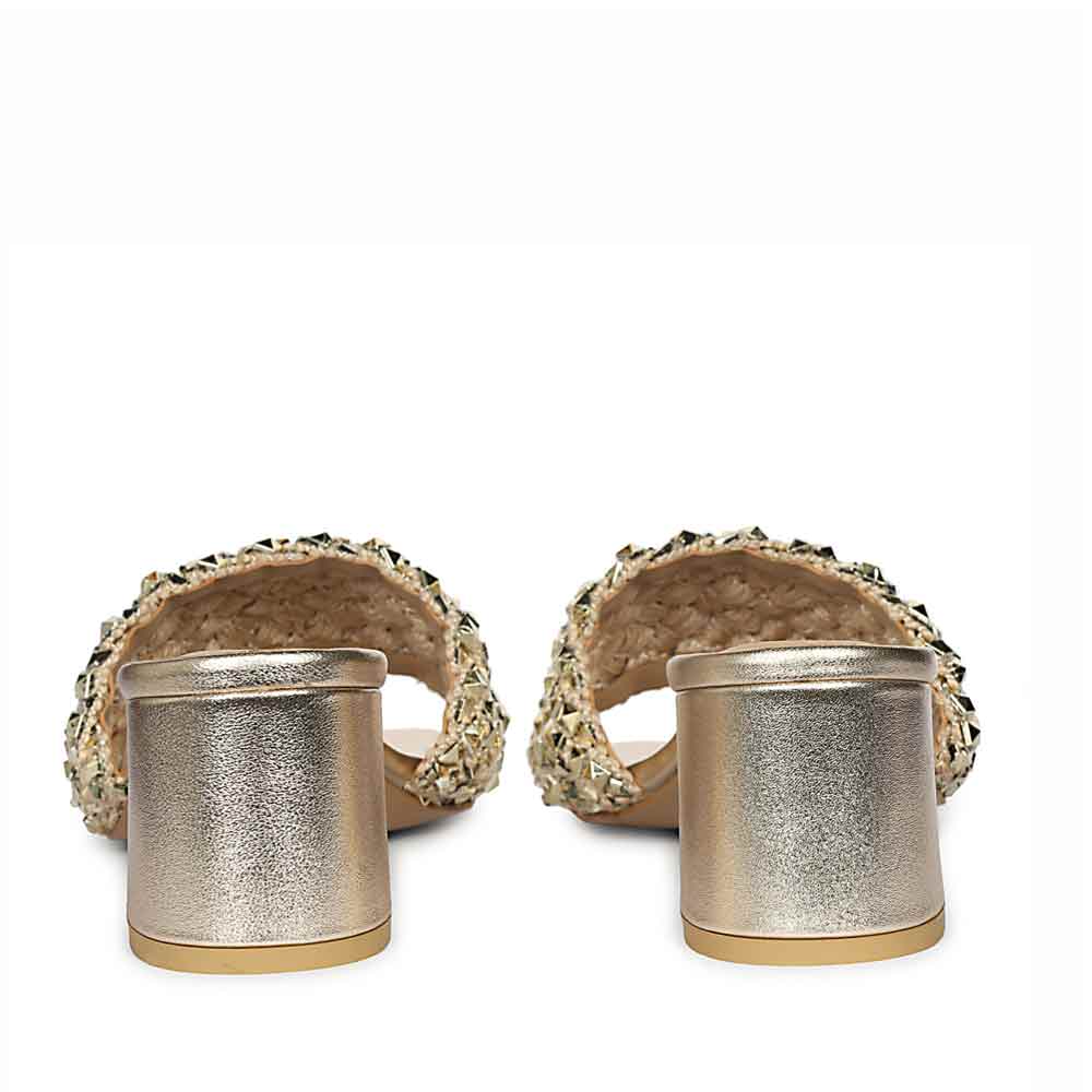 Saint Winnie Metallic Gold Embellished Block Heels - Image 6