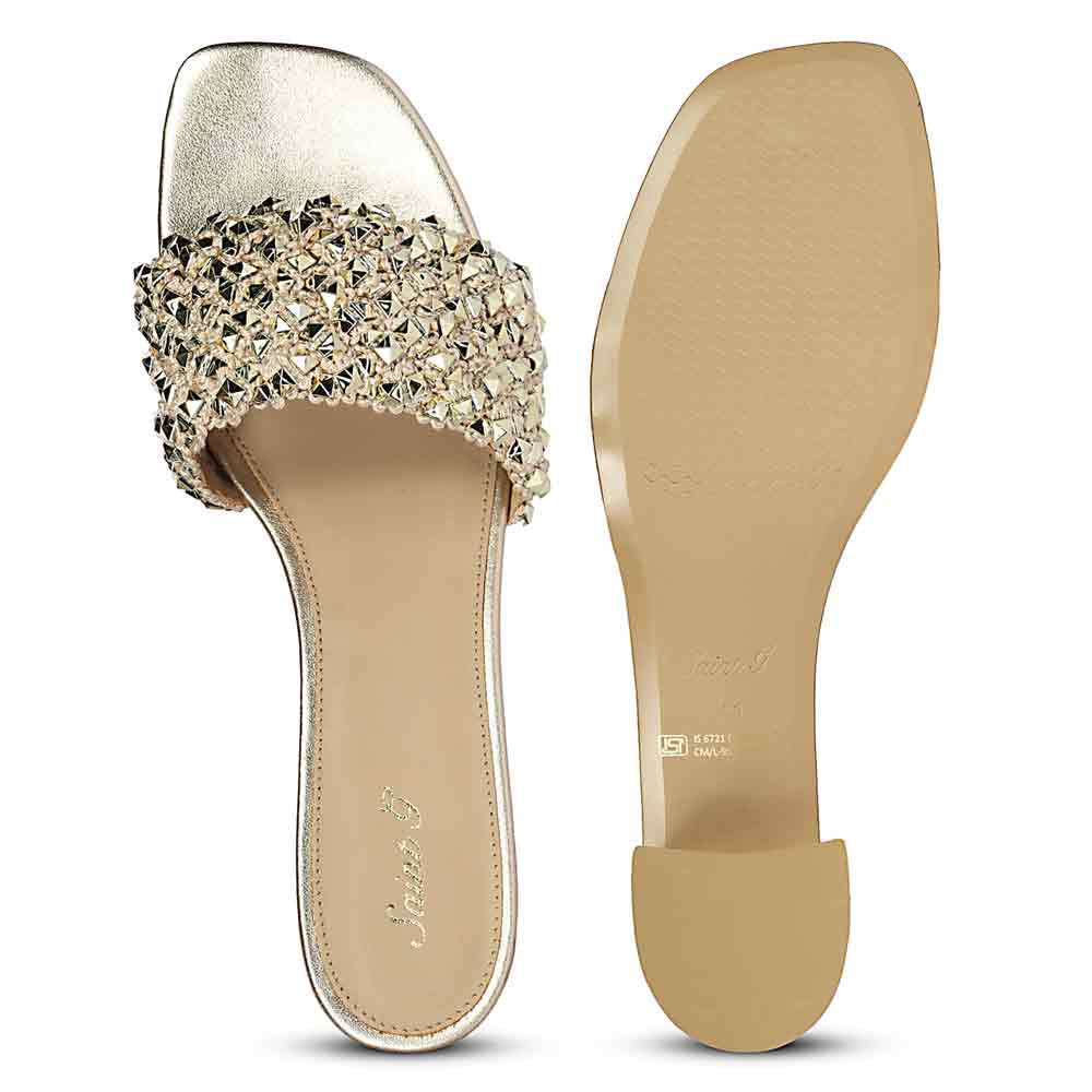 Saint Winnie Metallic Gold Embellished Block Heels - Image 7