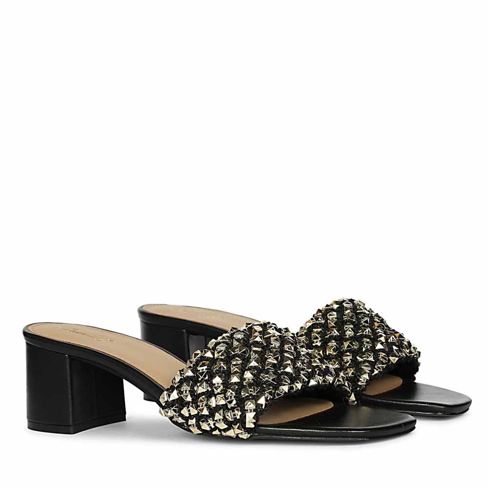 Saint Winnie Stud Embellished Leather Block Heels - Image 3