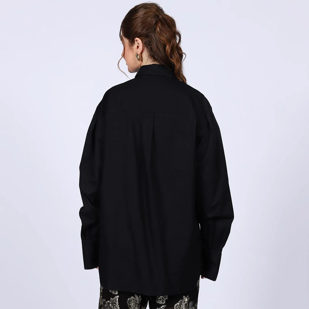 Saint Womens Black Cotton Rhinestone Shirt - Image 3