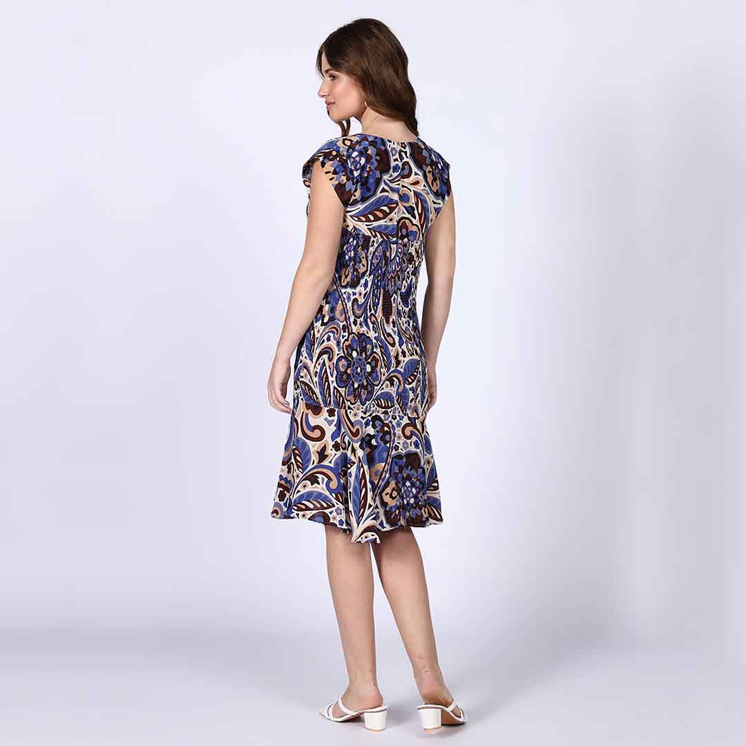 Saint Womens Blue Multicolour Viscose Mini Dress - Image 5