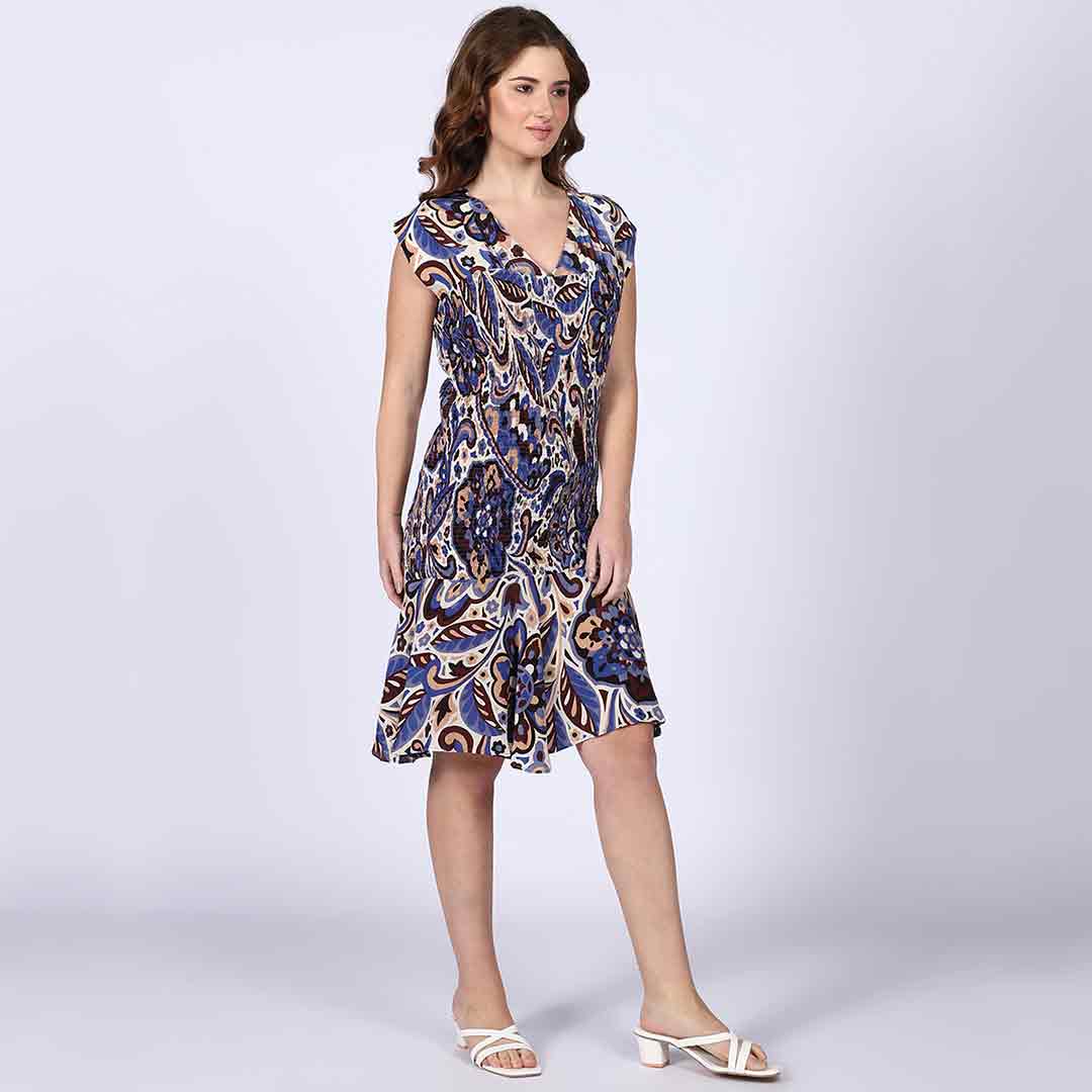 Saint Womens Blue Multicolour Viscose Mini Dress - Image 6