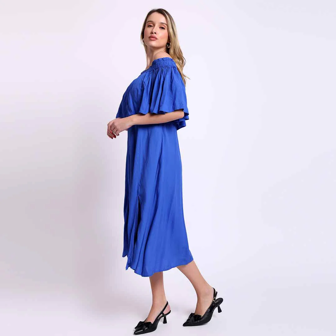 Saint Womens Blue Off-Shoulder Midi Dress - Image 2