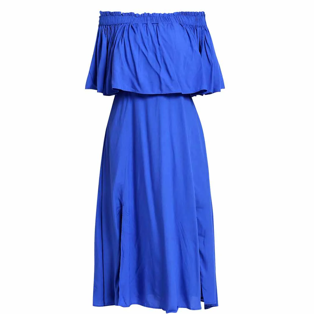Saint Womens Blue Off-Shoulder Midi Dress - Image 5