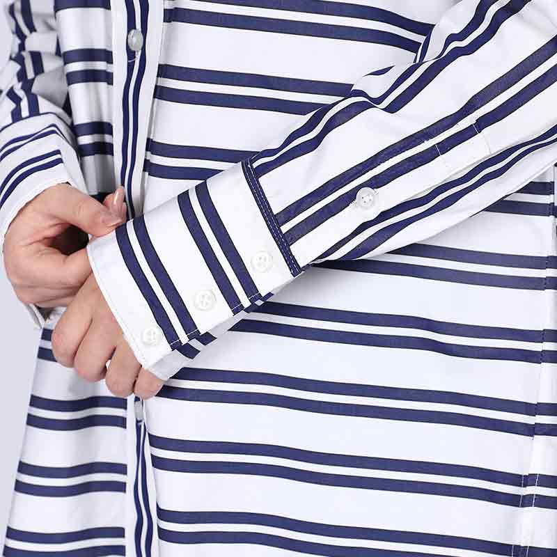 Saint Womens Blue Stripe Cotton Shirt - Image 6