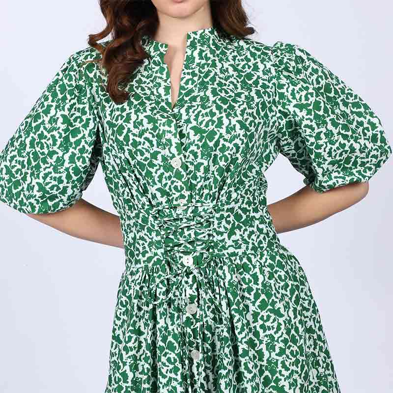 Saint Womens Green Floral Print Cotton Dress - Image 6