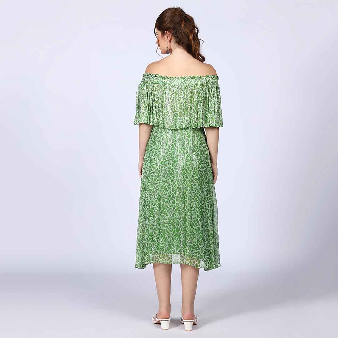 Saint Womens Green off- Shoulder Midi Dress - Image 5