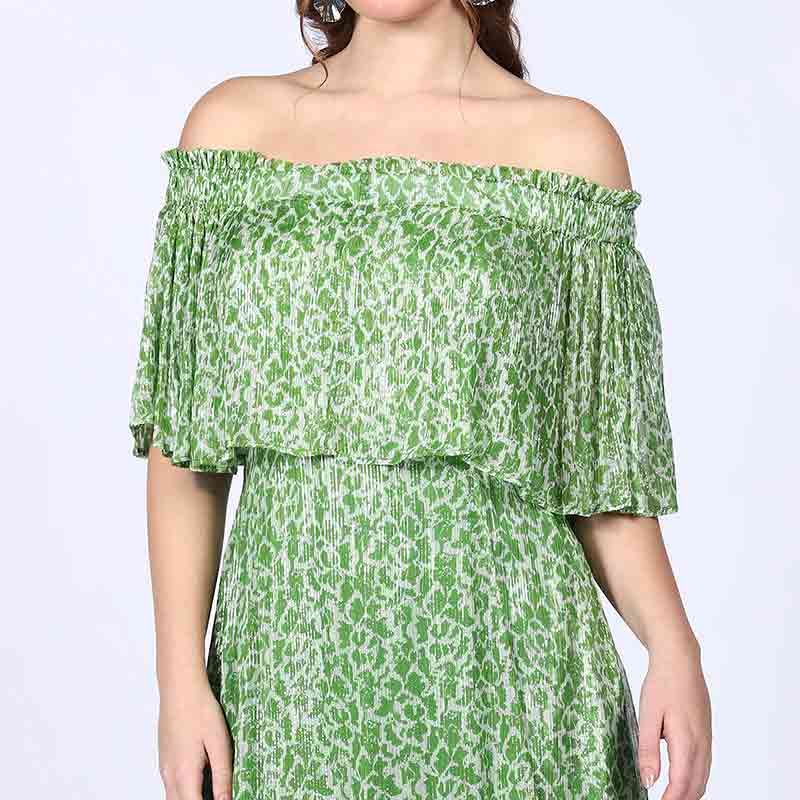 Saint Womens Green off- Shoulder Midi Dress - Image 6