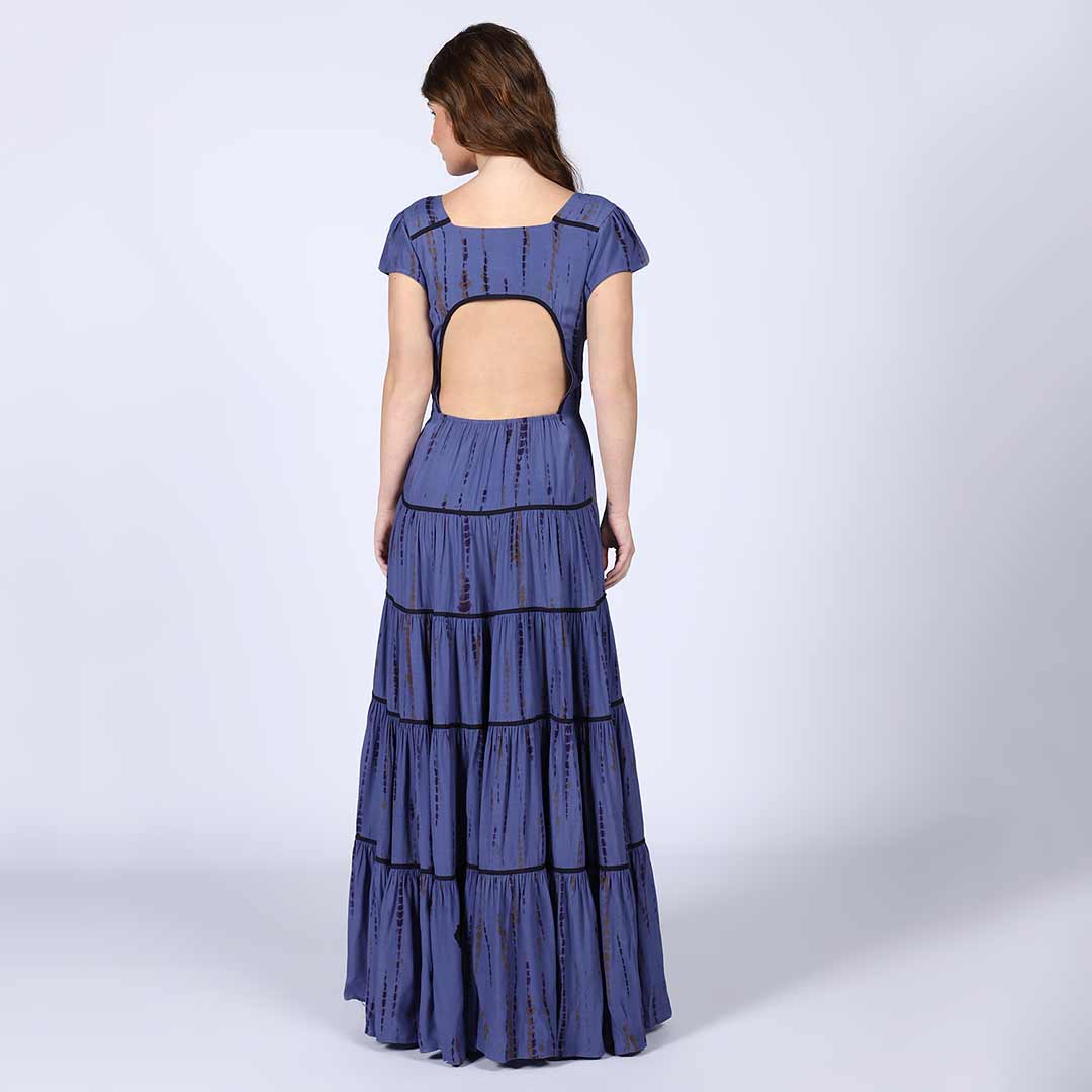 Saint Womens Indigo Tiered Viscose Maxi Dress - Image 4