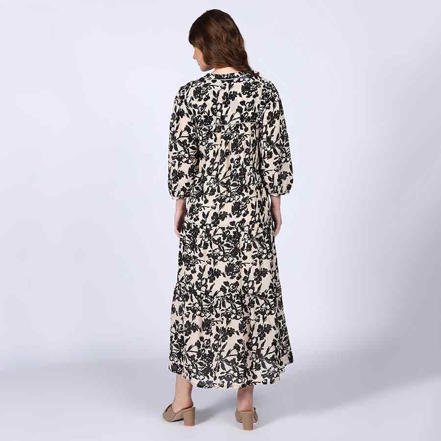 Saint Womens Ivory Floral Viscose Midi Dress - Image 4