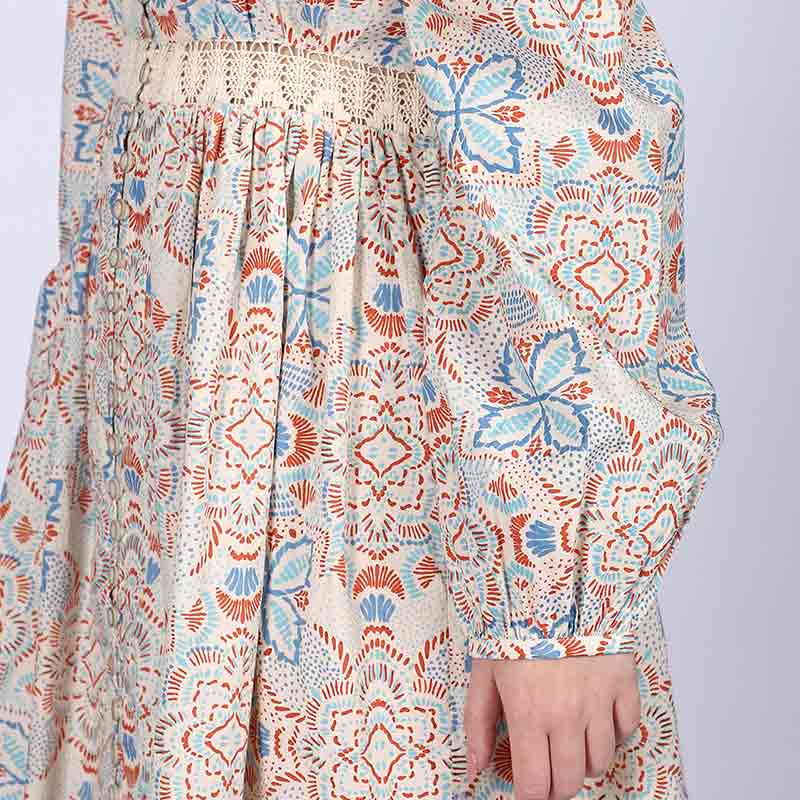 Saint Womens Ivory Multicolour Cotton Poplin Dress - Image 6
