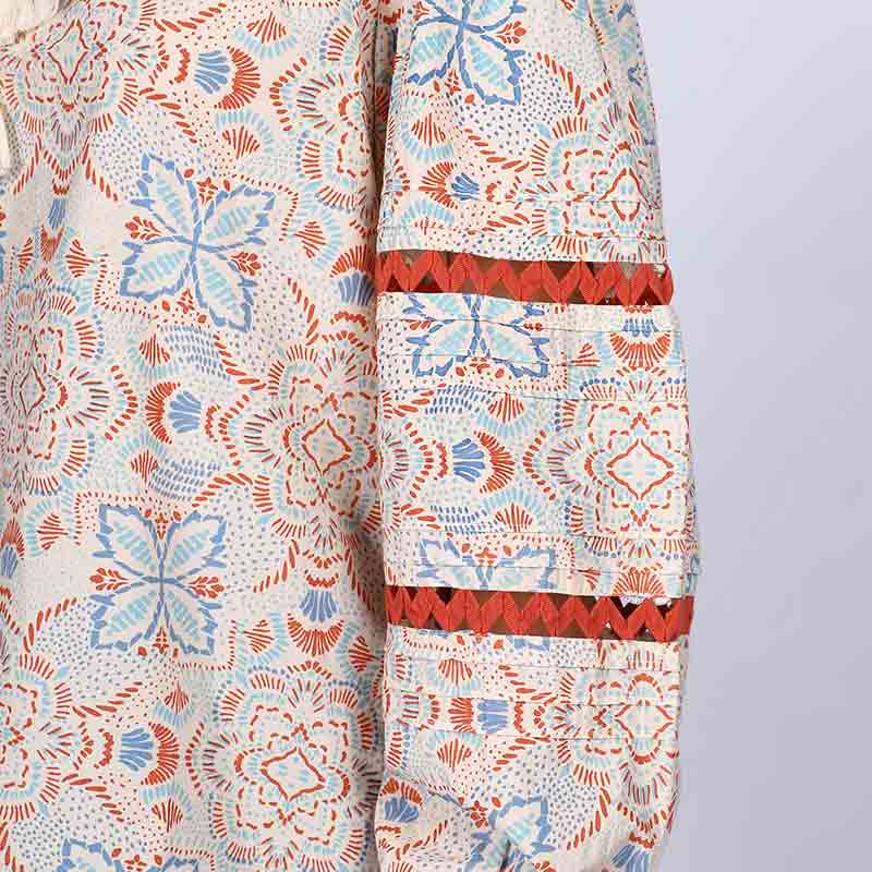 Saint Womens Ivory Multicolour Cotton Poplin Top - Image 5