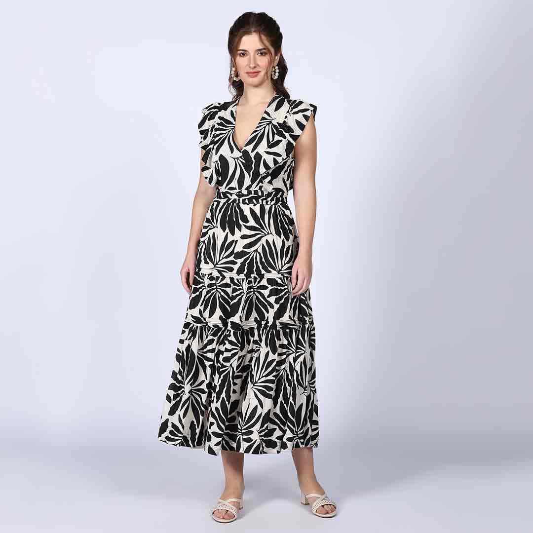 Saint Womens Ivory Printed Lurex Maxi Dress - Image 2