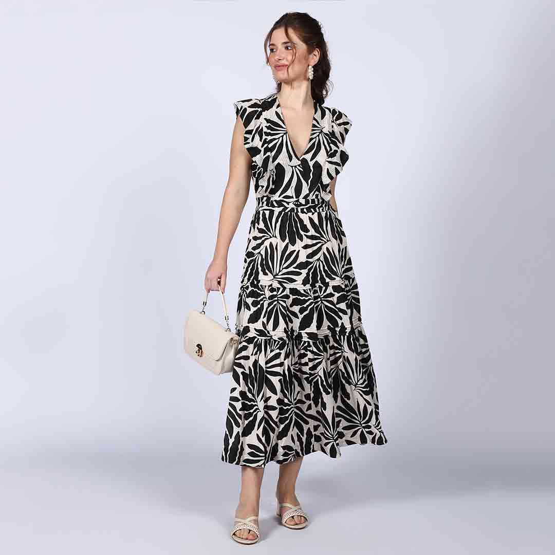 Saint Womens Ivory Printed Lurex Maxi Dress - Image 3