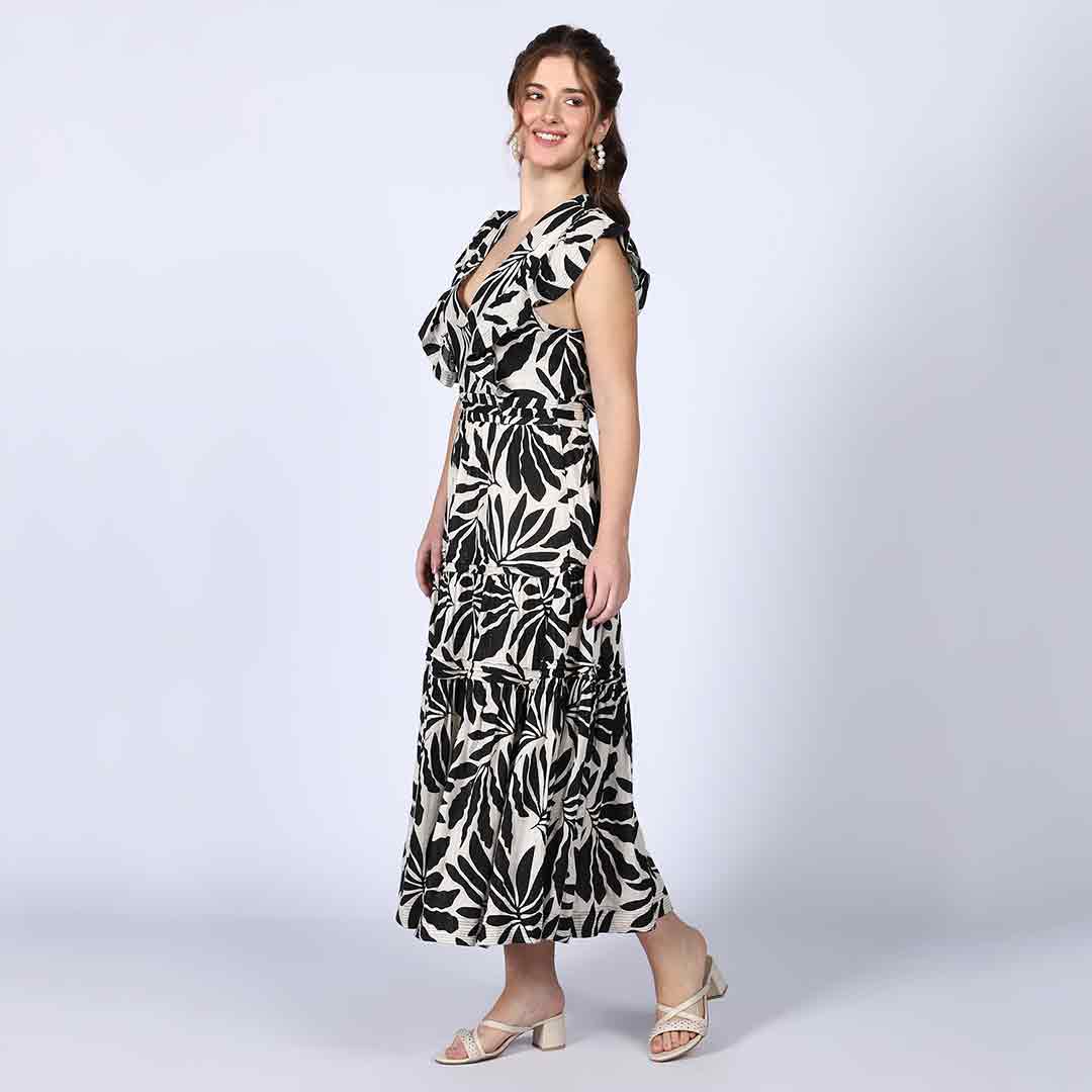 Saint Womens Ivory Printed Lurex Maxi Dress - Image 4
